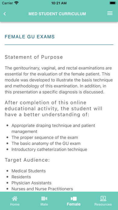 AUA Medical Student Curriculum Screenshots