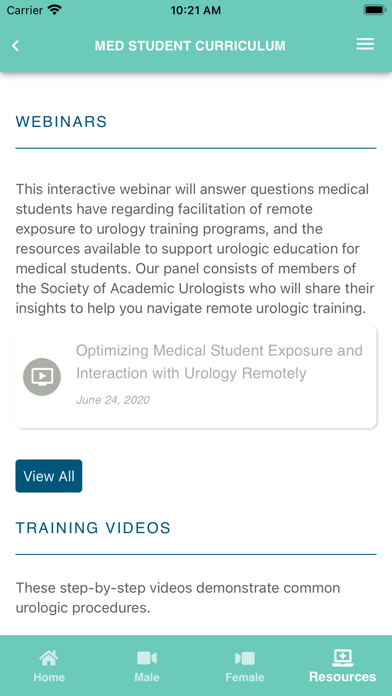 AUA Medical Student Curriculum Screenshots