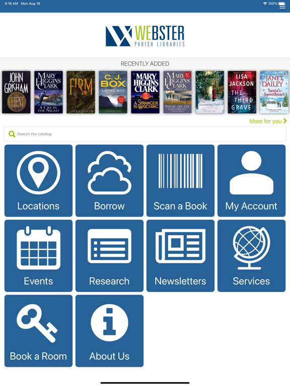 Webster Parish Libraries iPad Screenshots