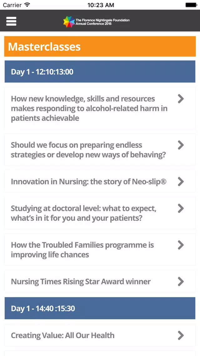 Florence Nightingale Foundation 2016 Screenshots