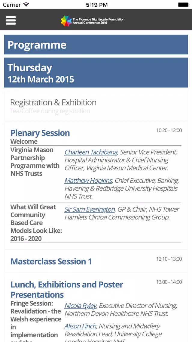 Florence Nightingale Foundation 2016 Screenshots