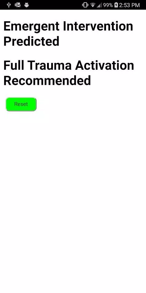Trauma Intervention Prediction Screenshots