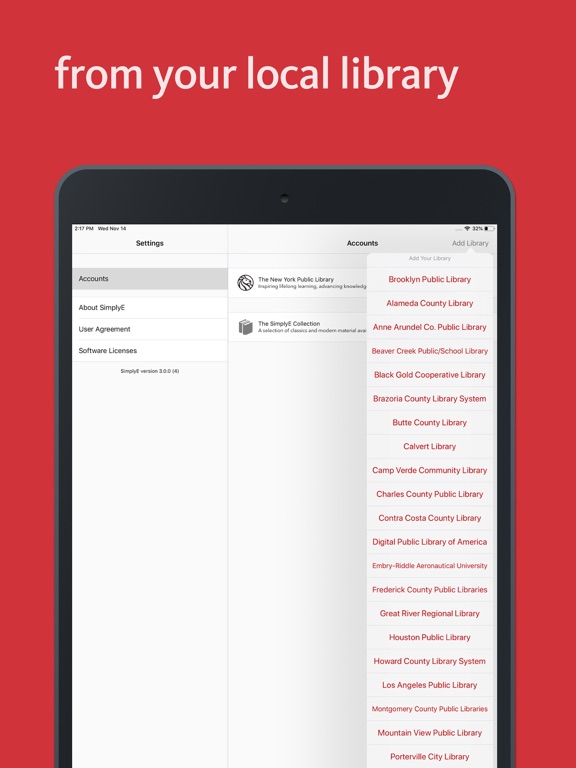 SimplyE iPad Screenshots