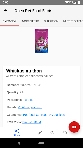 Open Pet Food Facts Screenshots