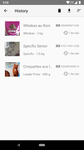 Open Pet Food Facts Screenshots