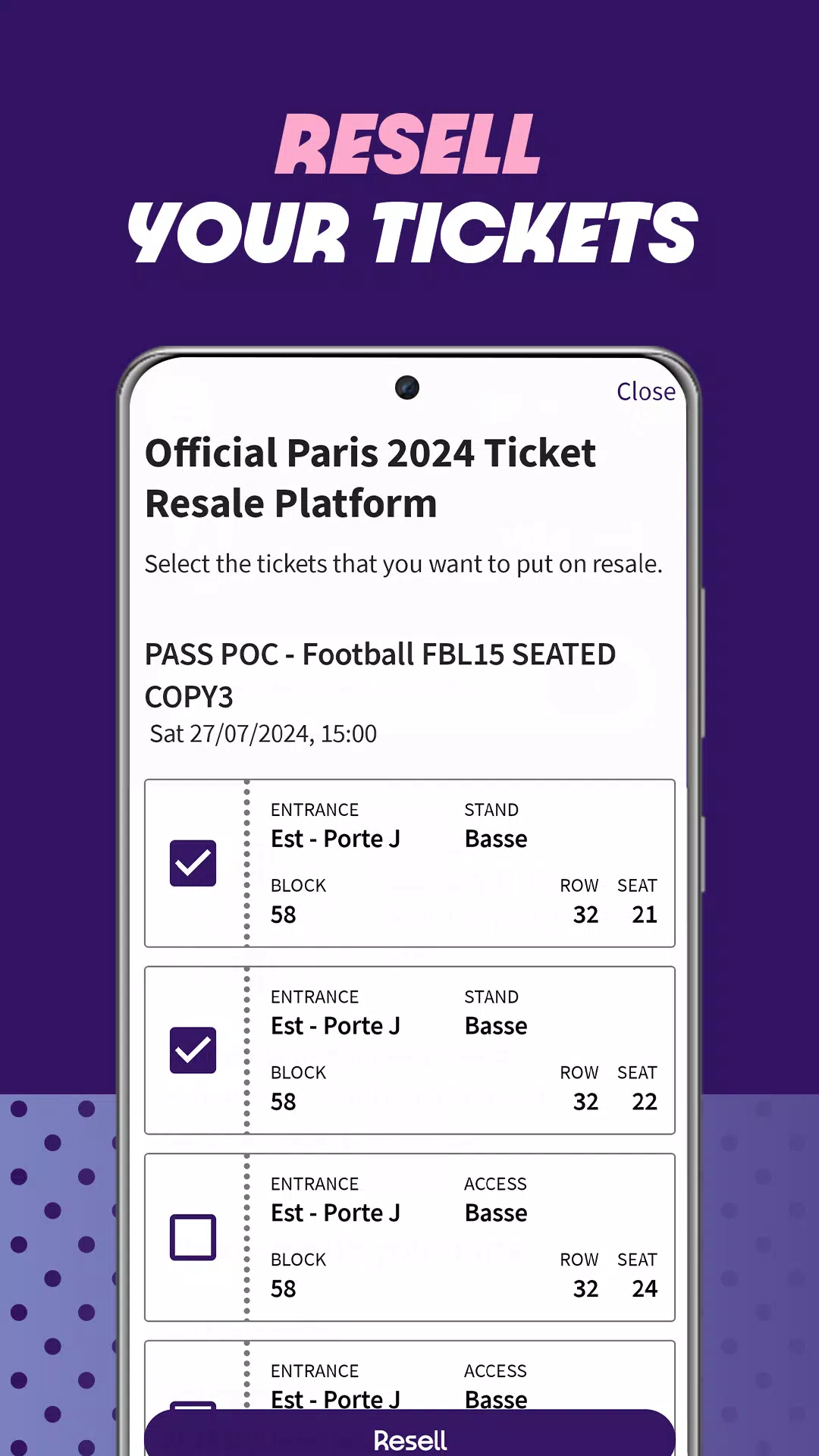 Paris 2024 Tickets Screenshots