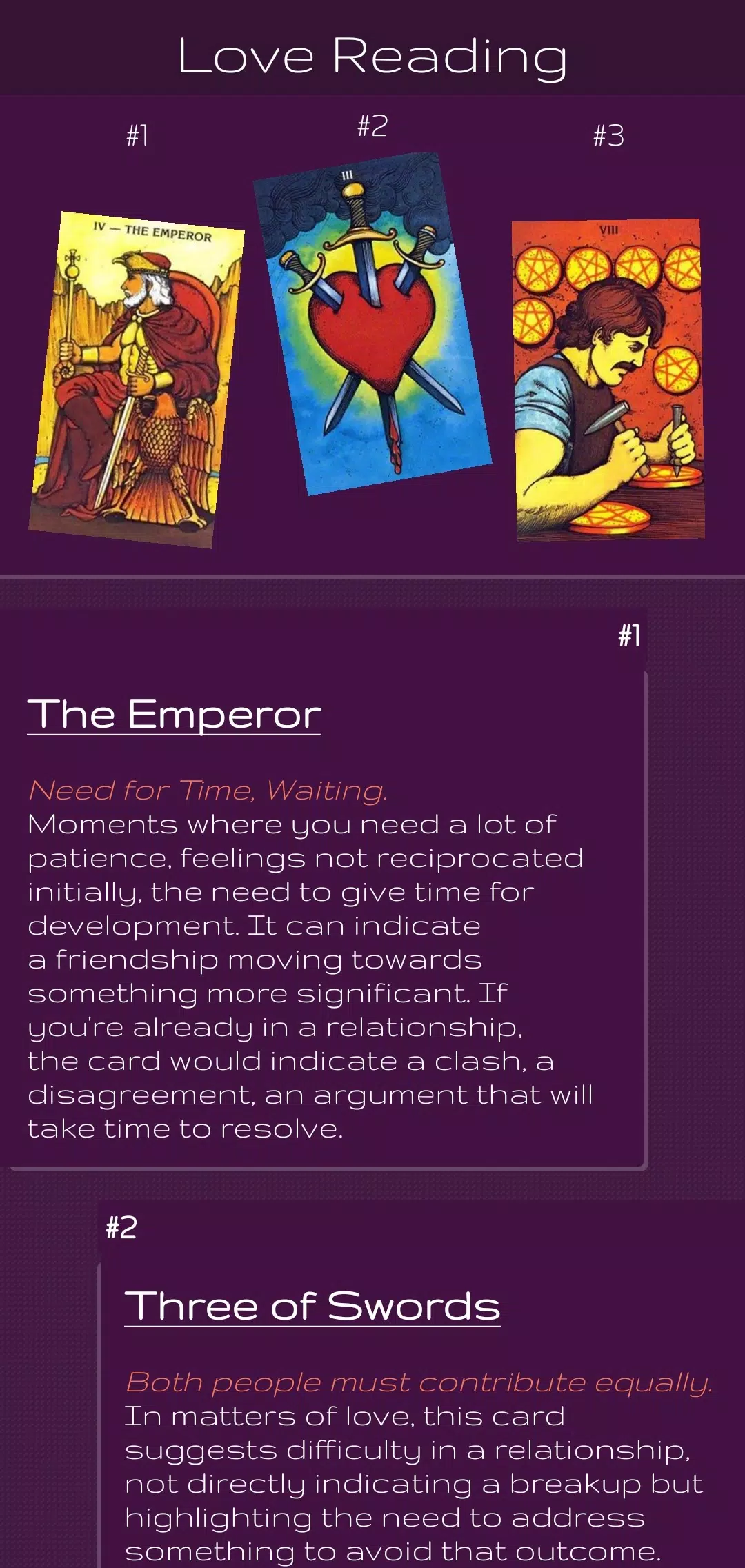 Tarot Daily: card reading سکرین شاٹس