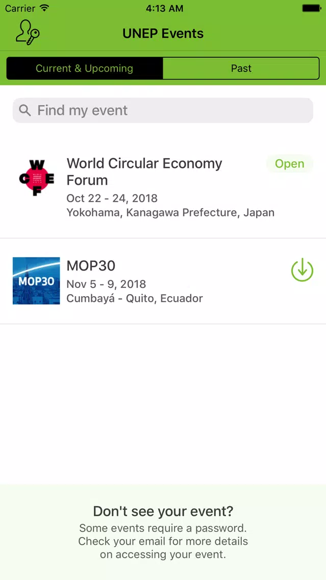 UN Environment Events Screenshots
