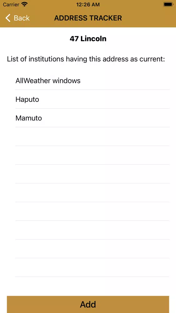 Address Tracker Screenshots
