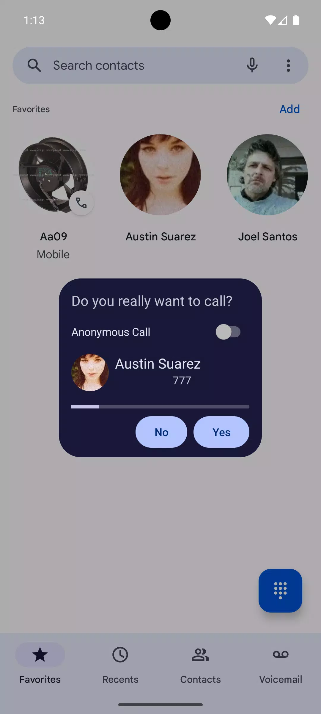 Call Confirm Screenshots