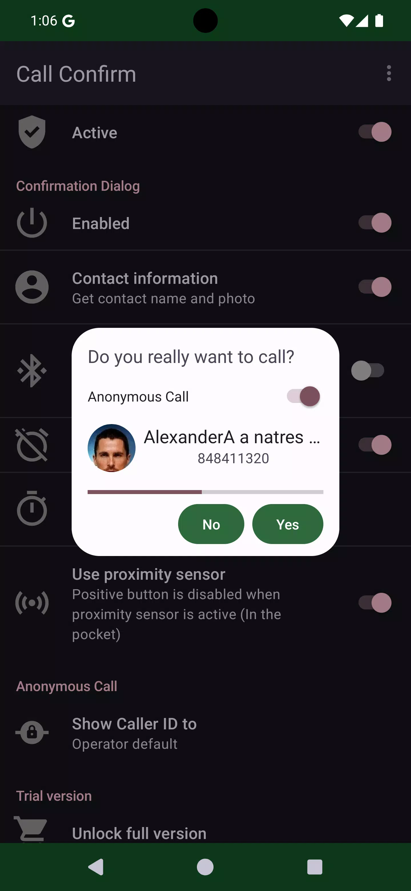 Call Confirm Screenshots