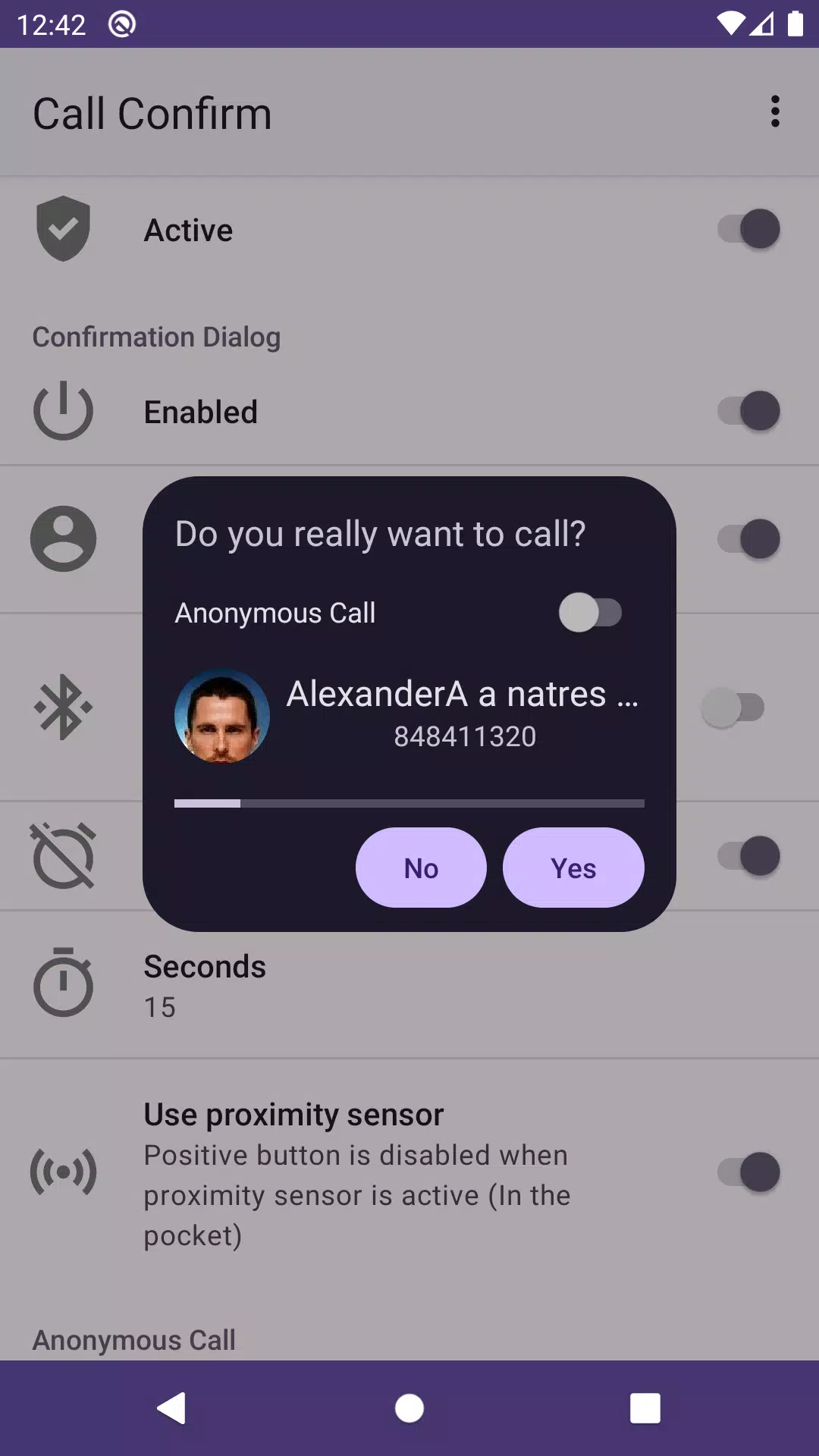 Call Confirm Screenshots