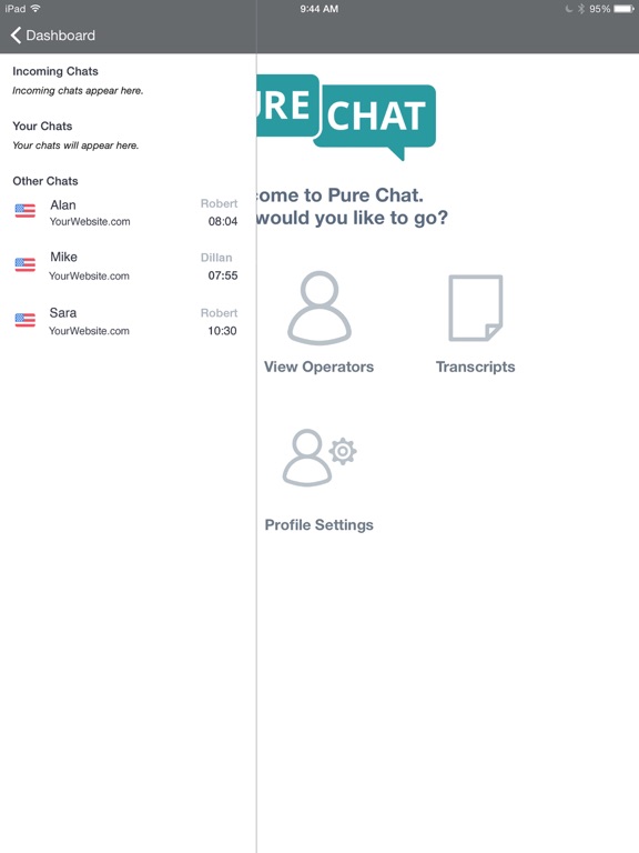 Pure Chat : Live Website Chat iPad Screenshots