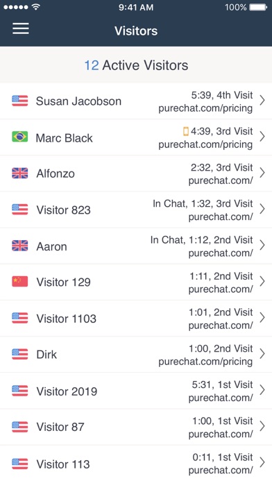 Pure Chat : Live Website Chat Screenshots