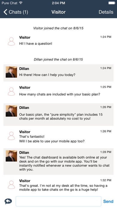Pure Chat : Live Website Chat Screenshots