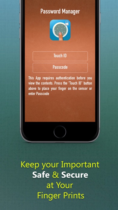 Password Manager - A Secret Vault for Your Digital Wallet with Fingerprint & Passcode Screenshots