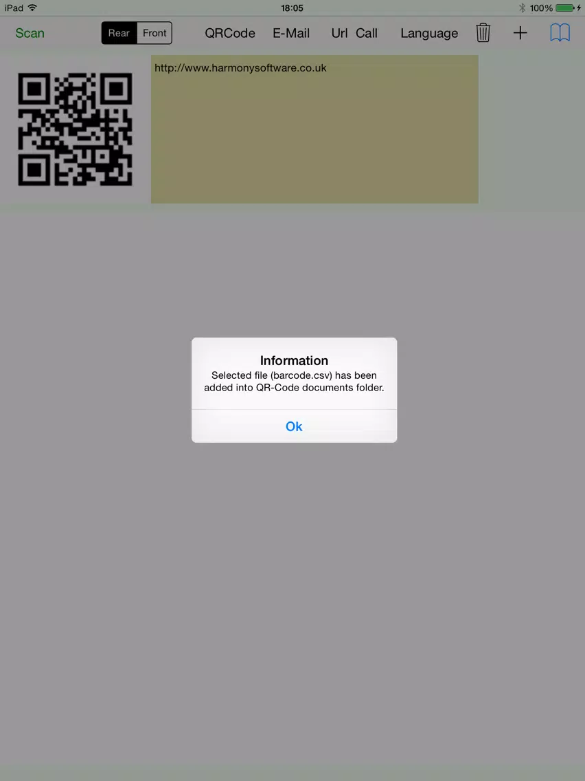 QR-Code and Barcode Scanner & Generator with Control from file option iPad Screenshots