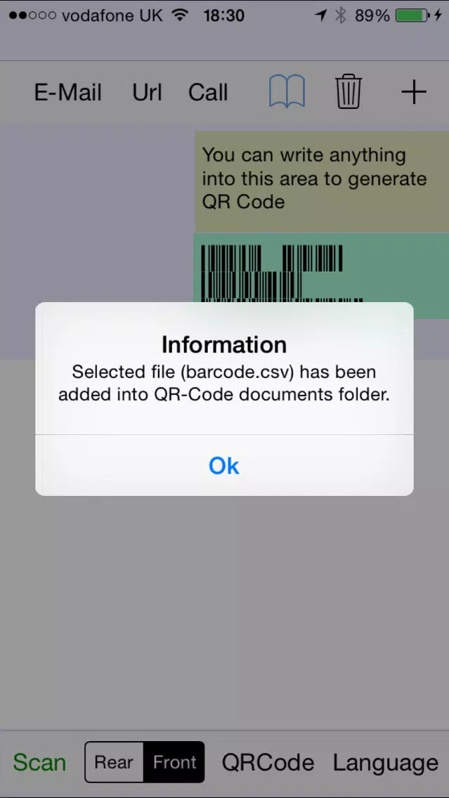 QR-Code and Barcode Scanner & Generator with Control from file option Screenshots