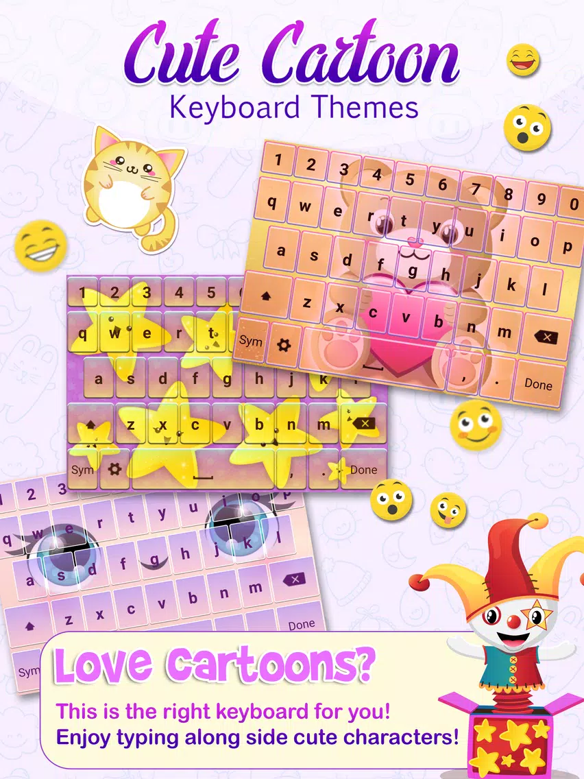 Cute Cartoon Keyboard Themes iPad Screenshots