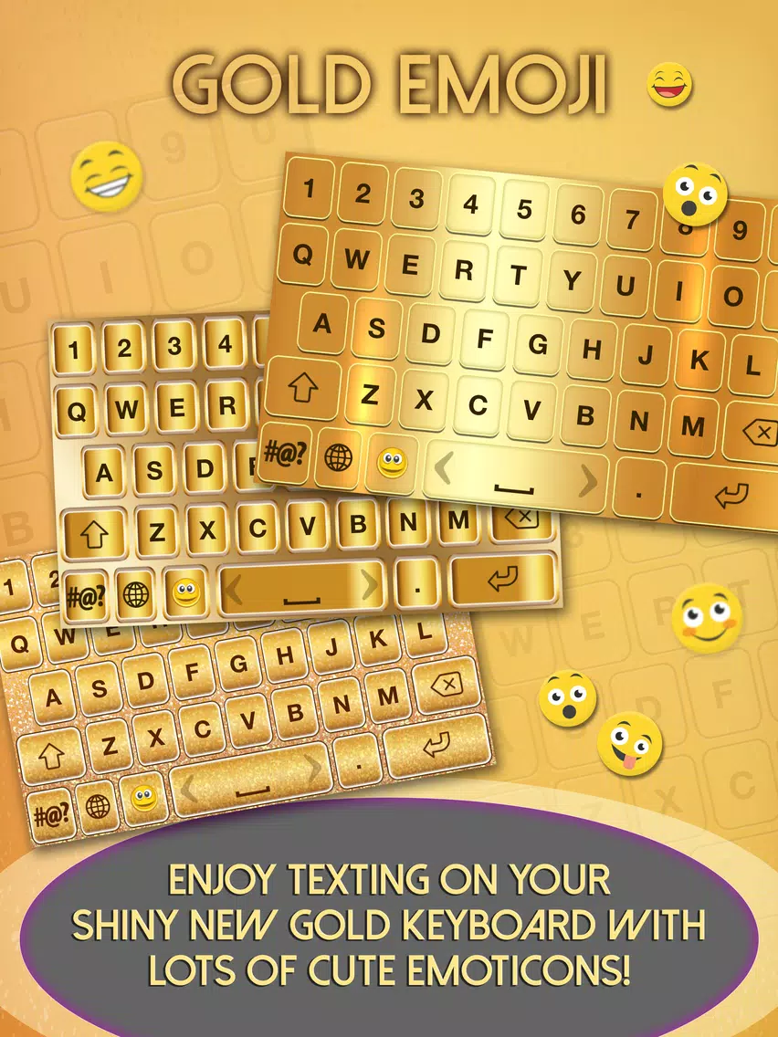 Gold Emoji Keyboard Themes iPad Screenshots