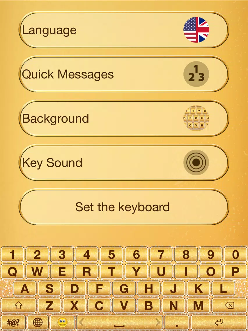 Gold Emoji Keyboard Themes iPad Screenshots