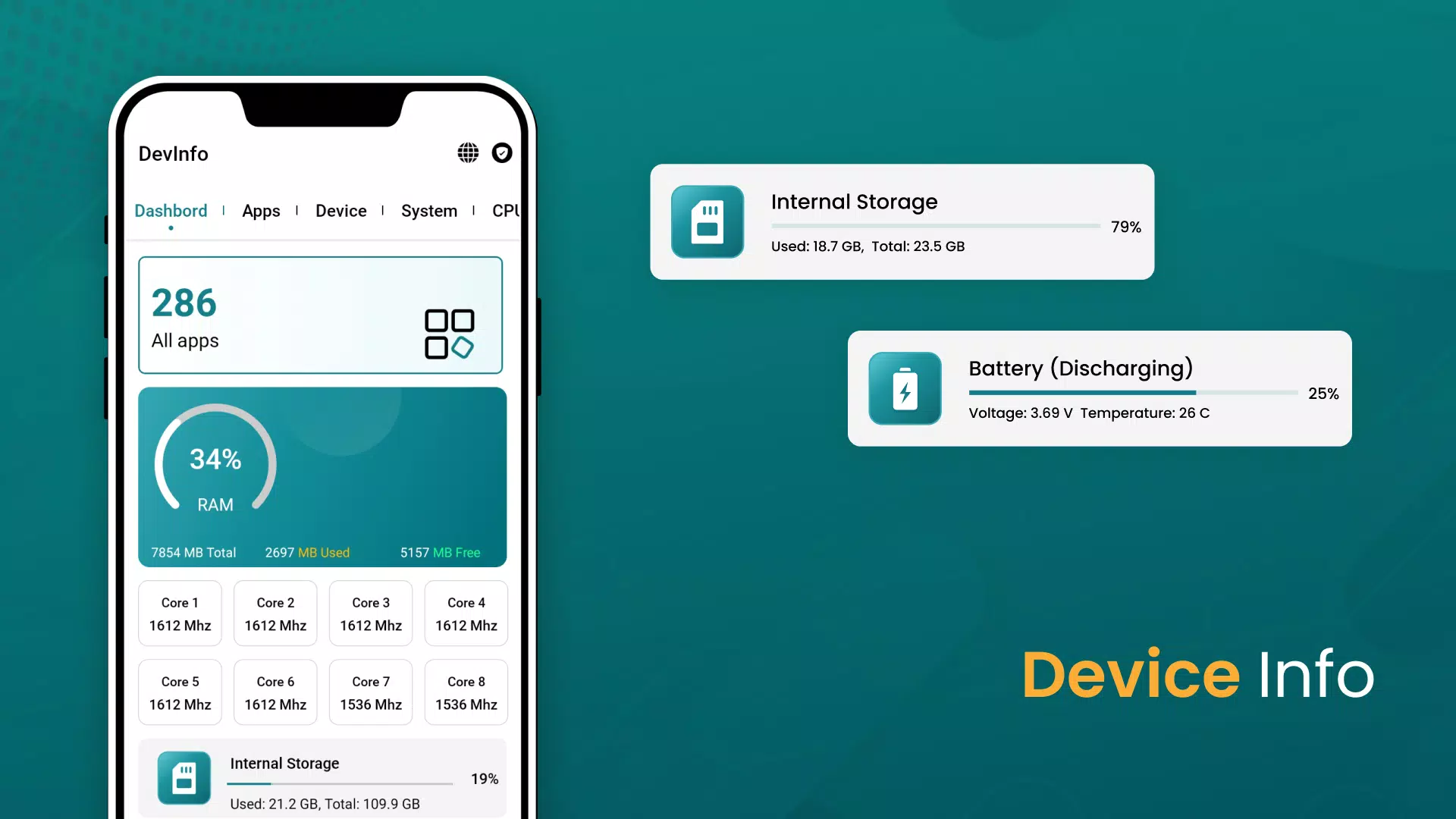 Device Info View: Phone Info Screenshots