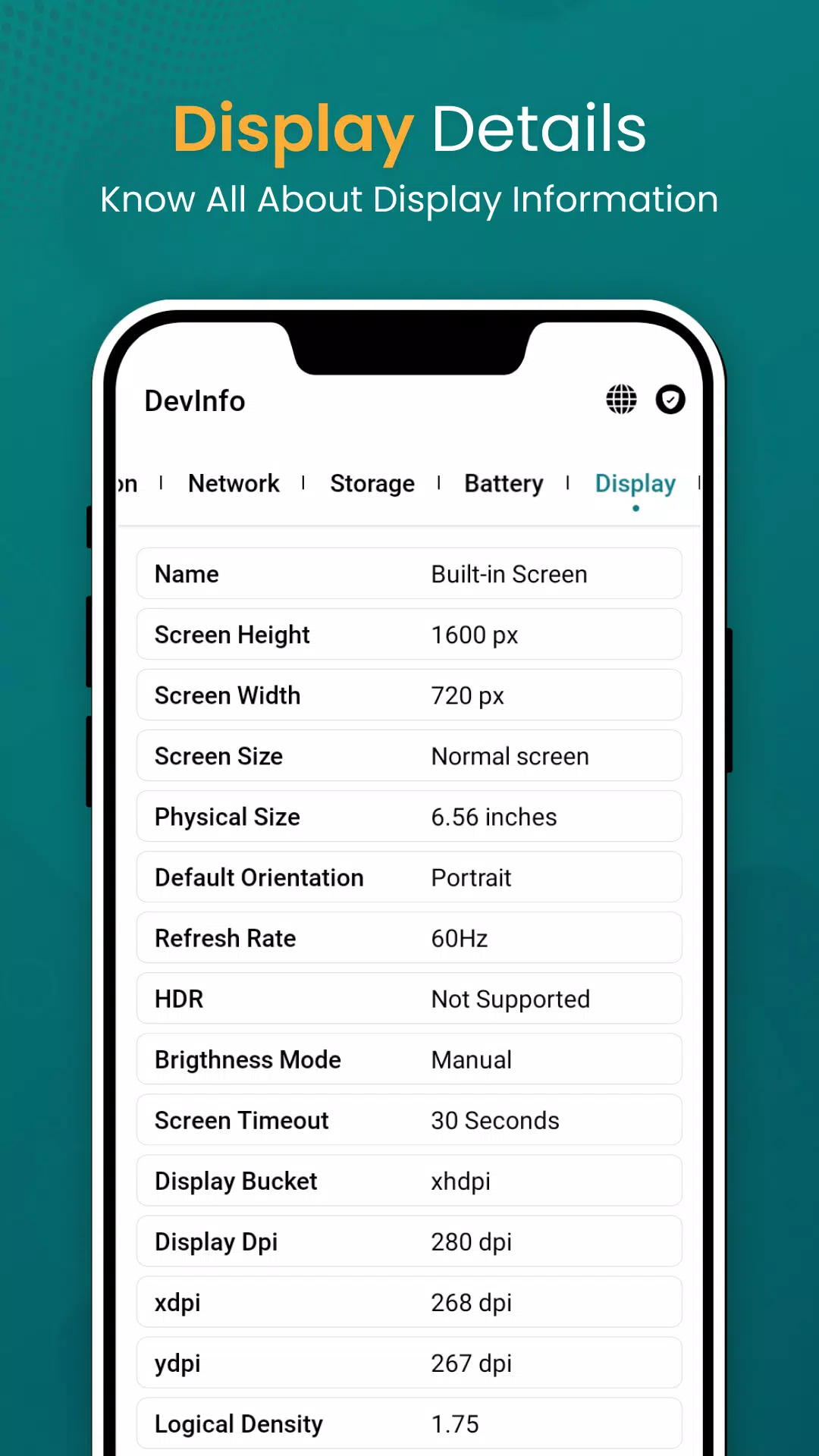 Device Info View: Phone Info Screenshots