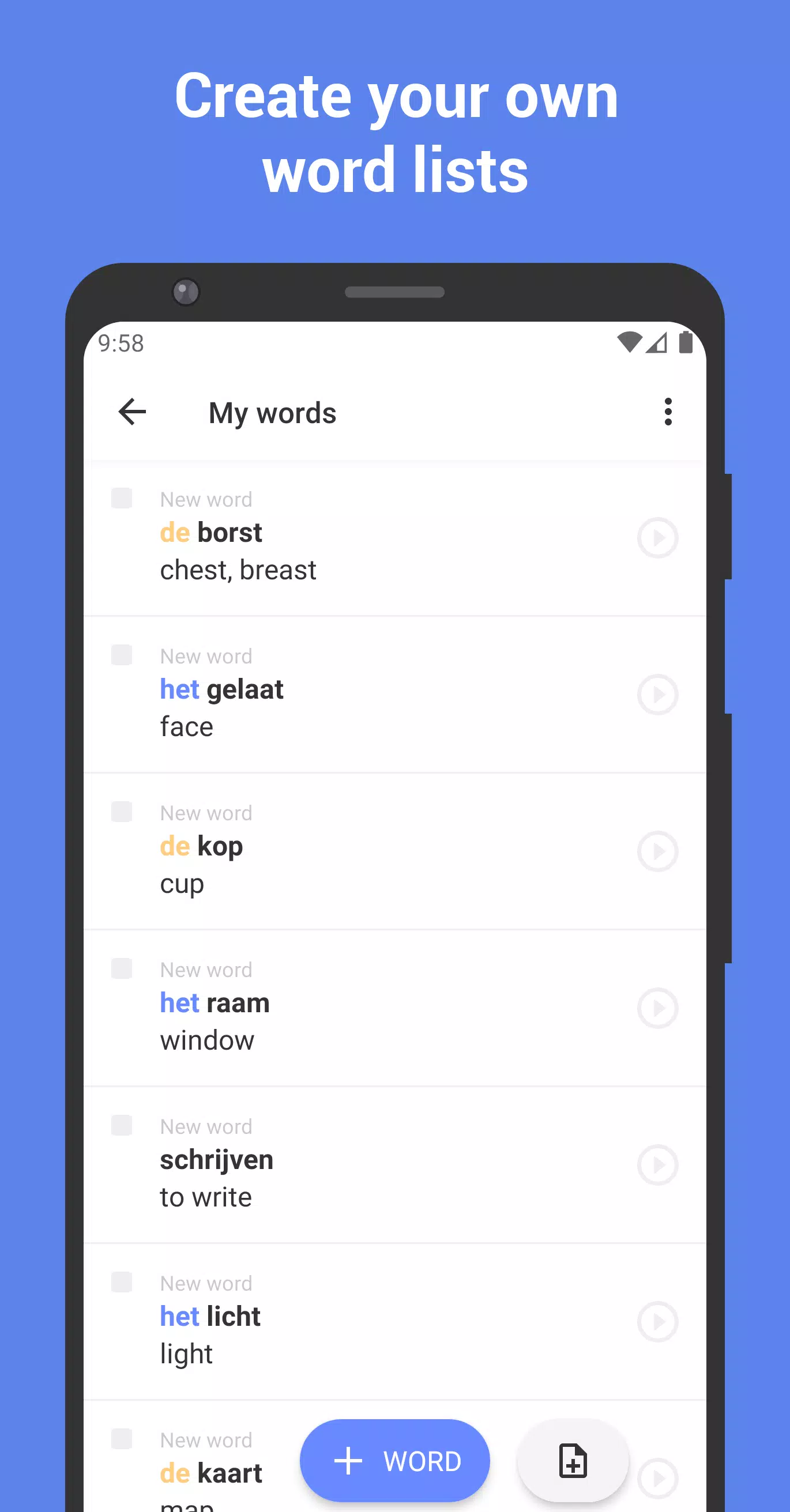 Learn Dutch with Flashcards! Screenshots