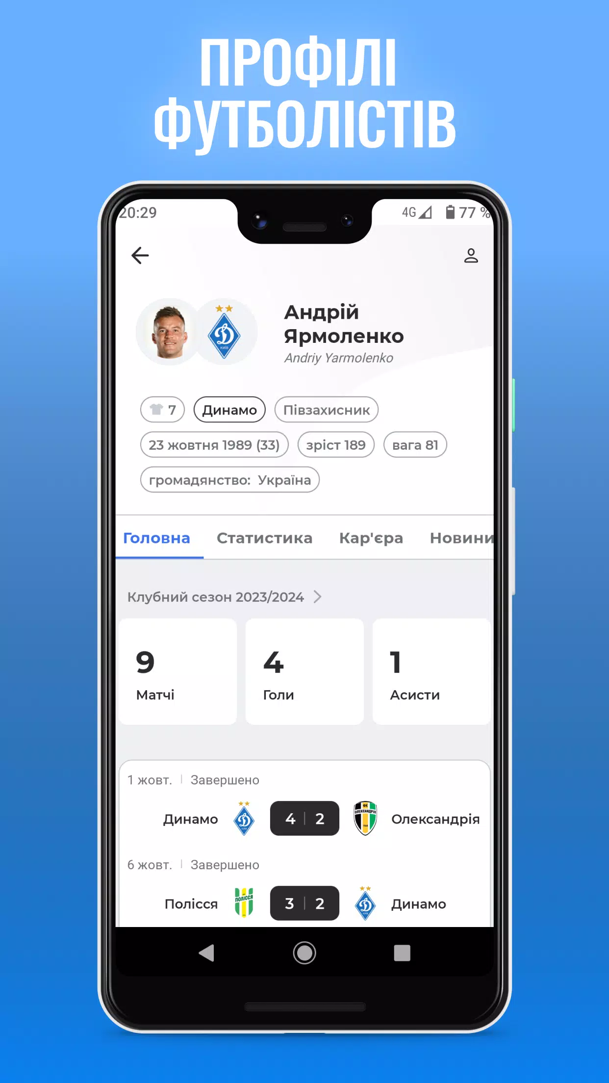 ФК Динамо Київ — Tribuna.com應用截圖