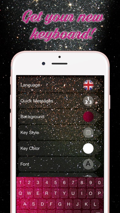 Glitter Keyboard Themes – Shiny Custom Keyboard Design with Glowing Backgrounds and new Emoji.s Screenshots