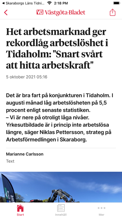 Captures d'écran de Västgöta-Bladet Nyhetsapp
