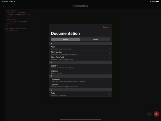 Rubyist - Ruby Scripting iPad 应用截图
