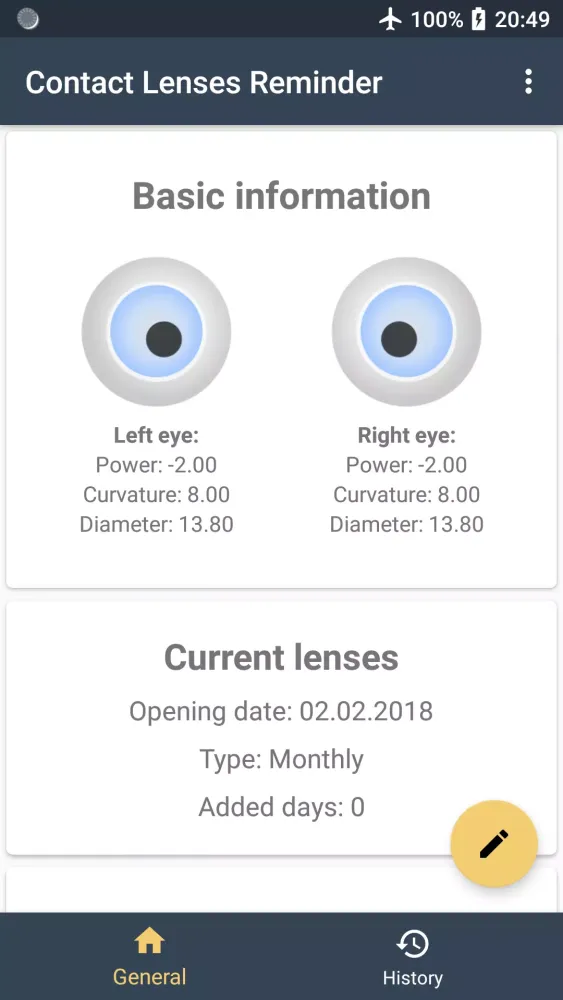 Contact Lenses Reminder Screenshots