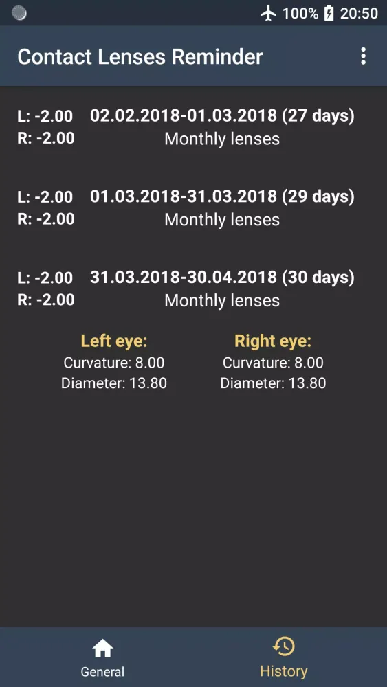 Contact Lenses Reminder Screenshots
