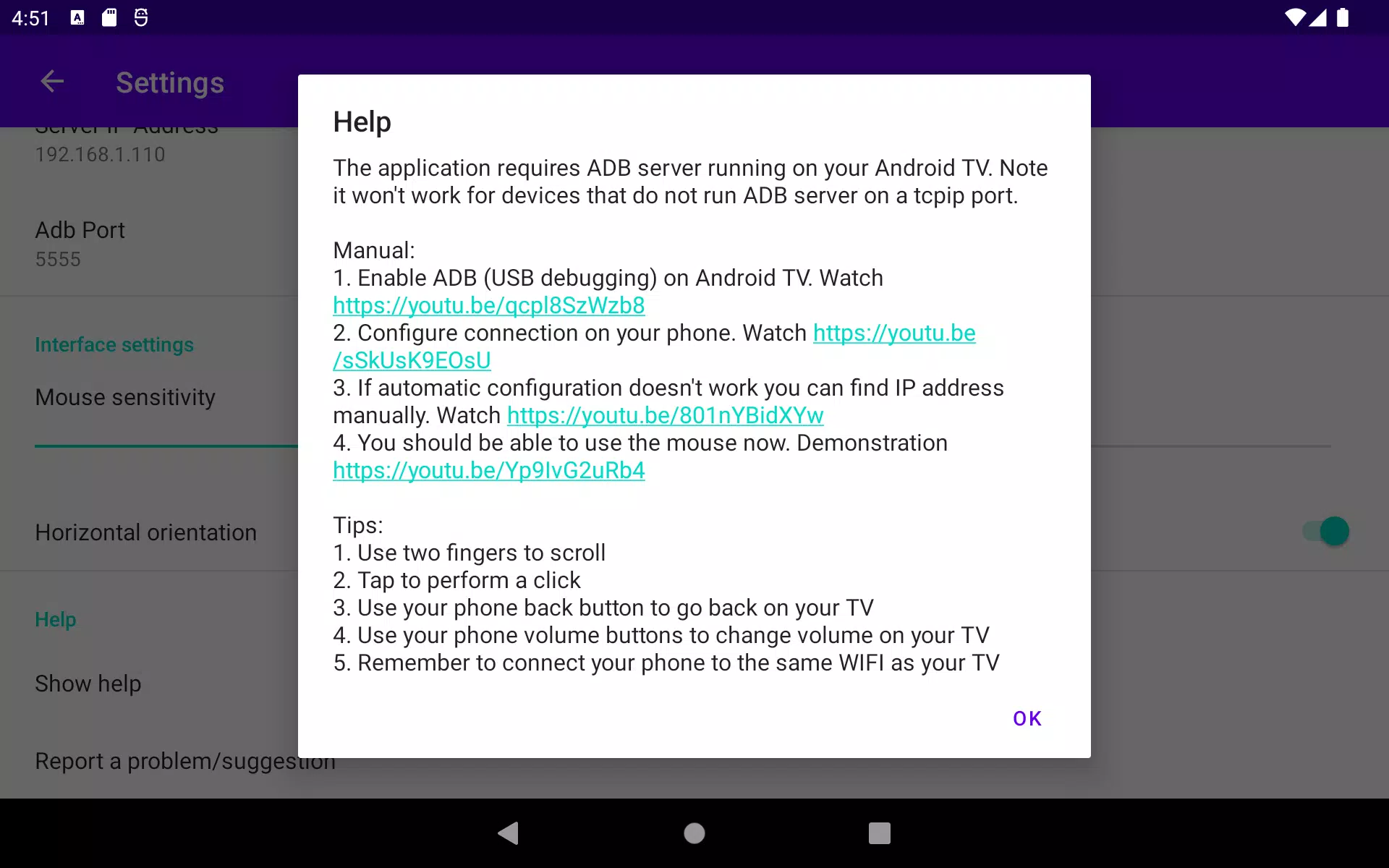Android TV ADB Mouse Keyboard Screenshots