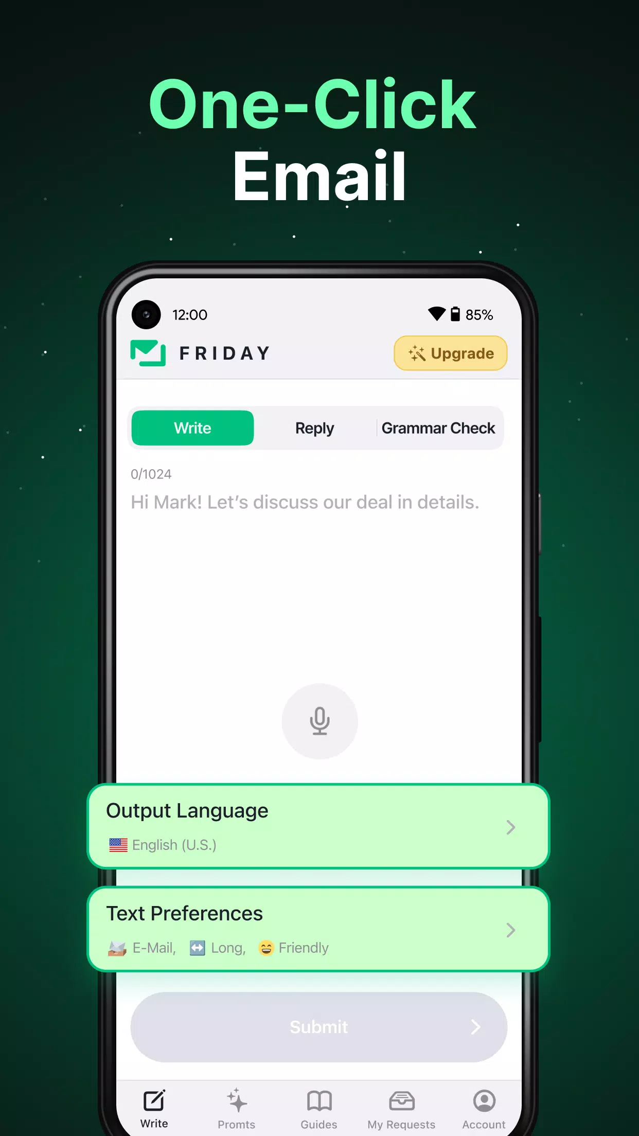 Friday: AI E-mail Assistant Screenshots