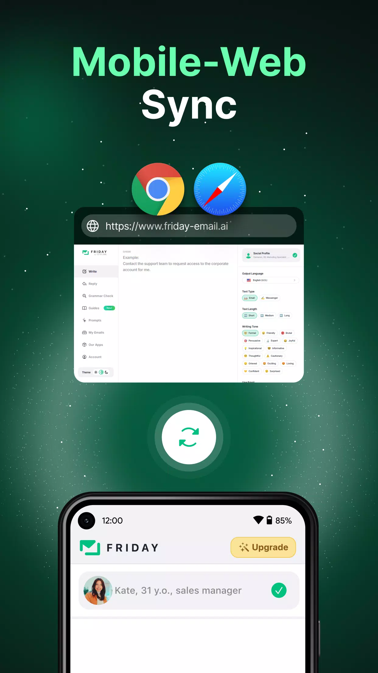 Friday: AI E-mail Assistant Screenshots