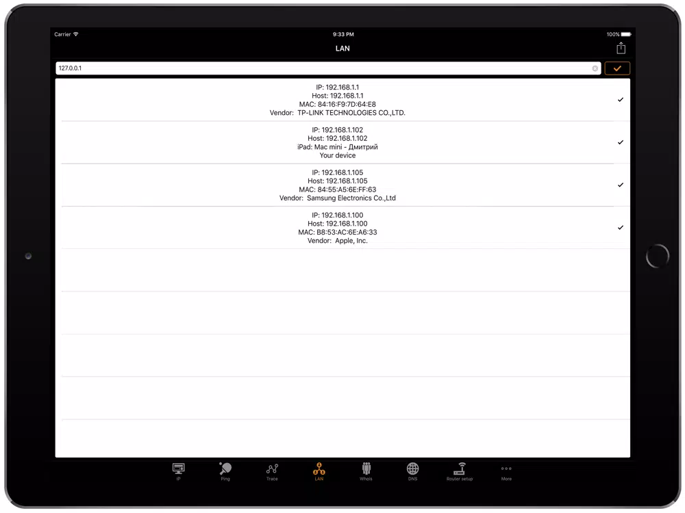 IP Tools: WiFi Analyzer iPad Screenshots