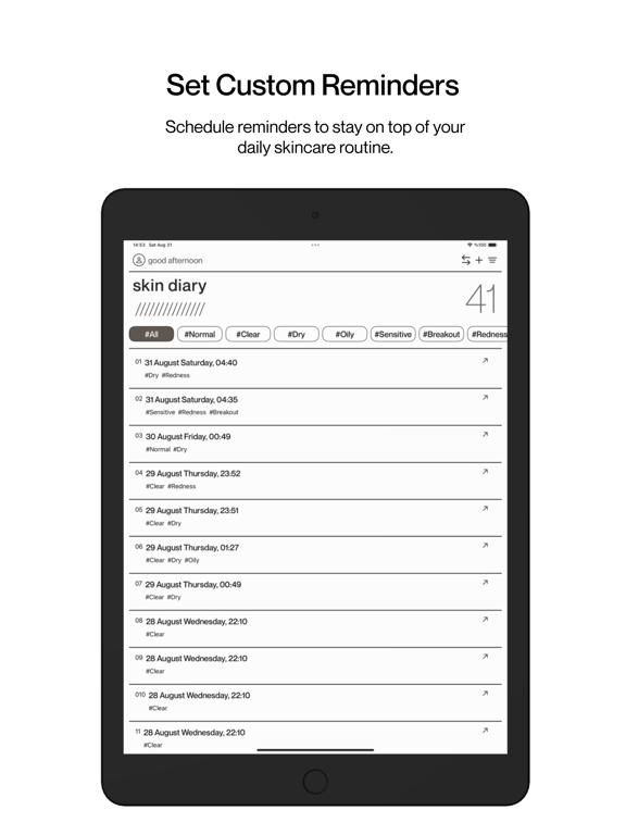 Skin Diary: Track & Glow iPad Screenshots