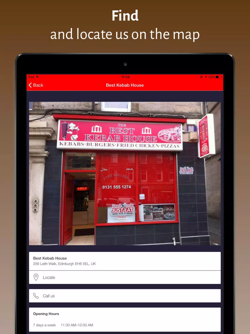 Zrzuty ekranu Best Kebab House Edinburgh iPad