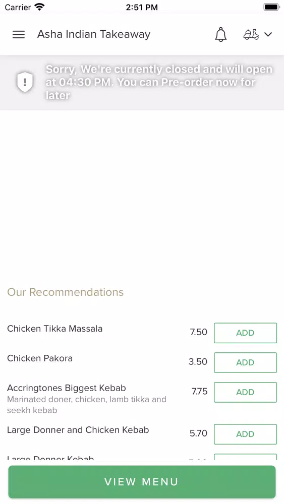 Asha Indian Takeaway. Screenshots