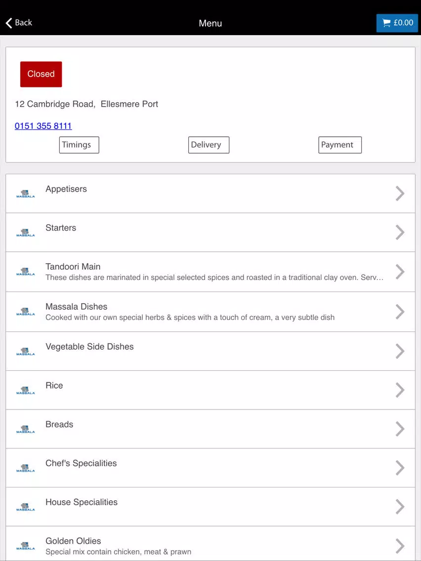 Massala Ellesmere Port iPad Screenshots