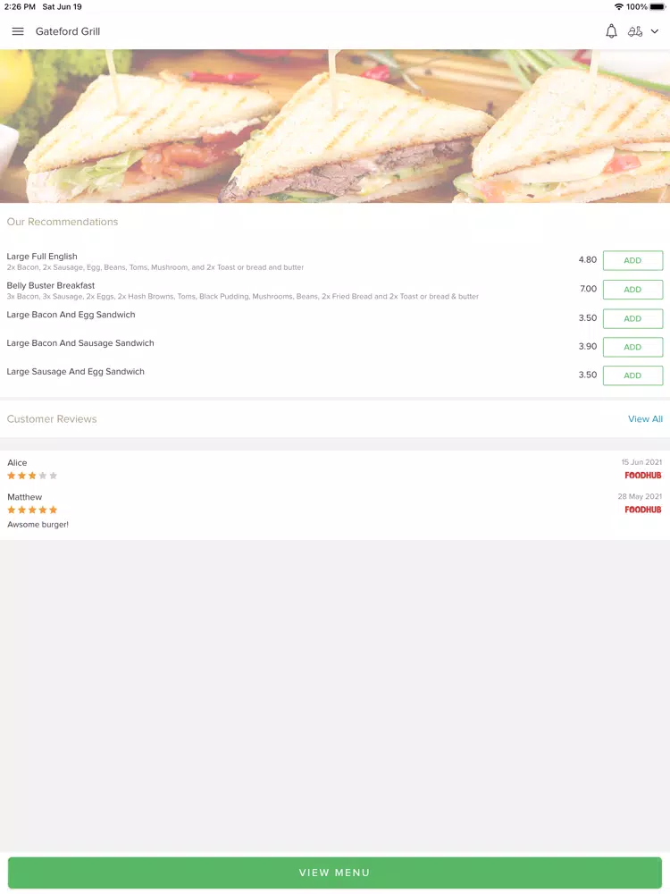 Gateford Grill Worksop. iPad Screenshots