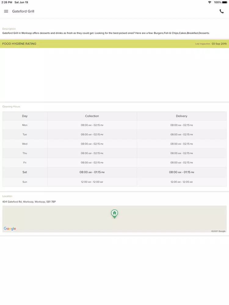 Gateford Grill Worksop. iPad Screenshots