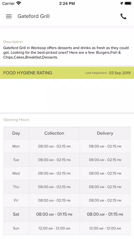 Gateford Grill Worksop. Screenshots