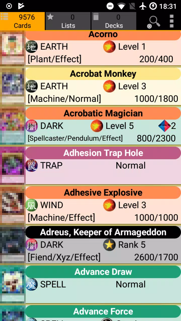 Database for Yugioh Cards Screenshots