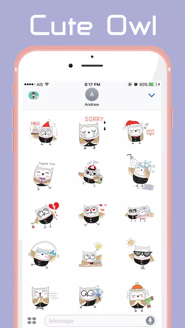 Cute Owl Stickers and Keyboard Screenshots