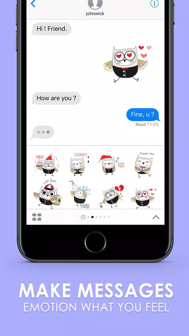 Cute Owl Stickers and Keyboard Screenshots
