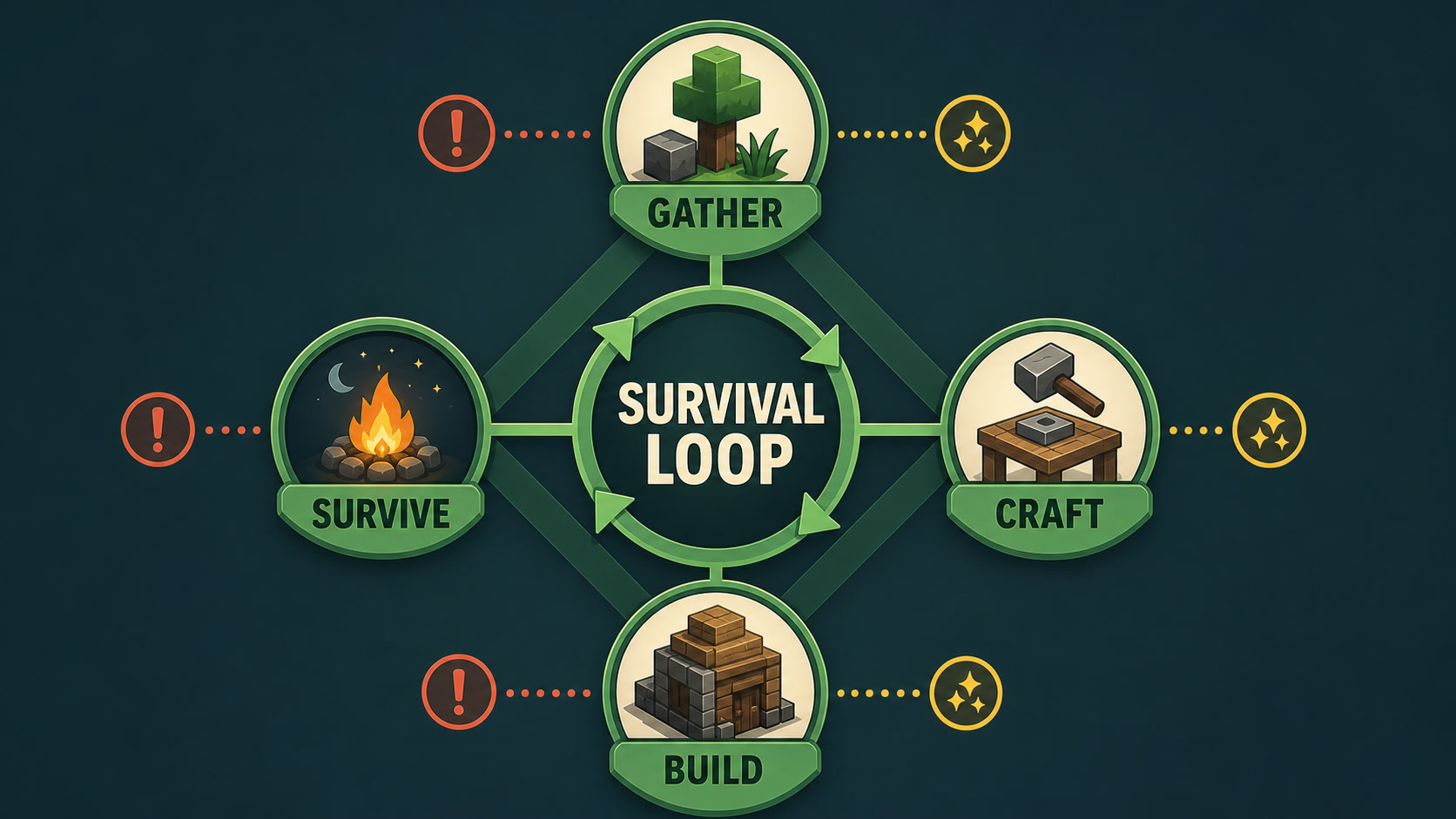 An original editorial framework explaining the Minecraft Trial core loop