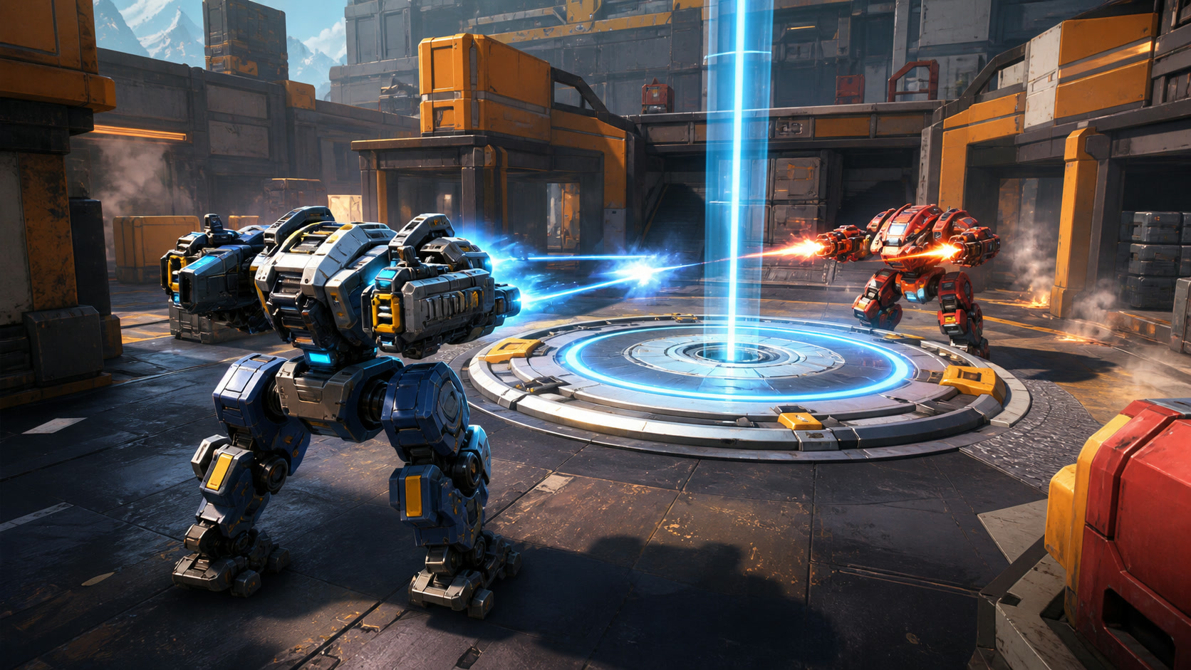 A game-specific scene showing the central moment-to-moment play of Mech Arena - Shooting Game